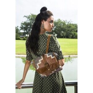 Myra Bag Handmade Warm Backpack Upcycled Canvas & Cowhide Leather